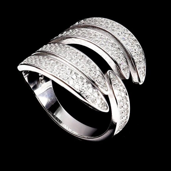 Sterling Silver Sparkling CZ Interlaced Claw Ring Size 7 - Picture 9 of 17